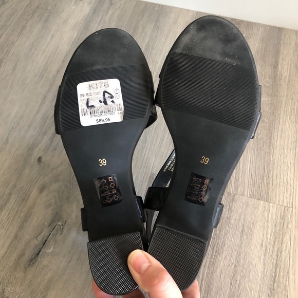 Le Chateau Cris-Cross Block Heel Leather Sandals - Picture 7 of 13